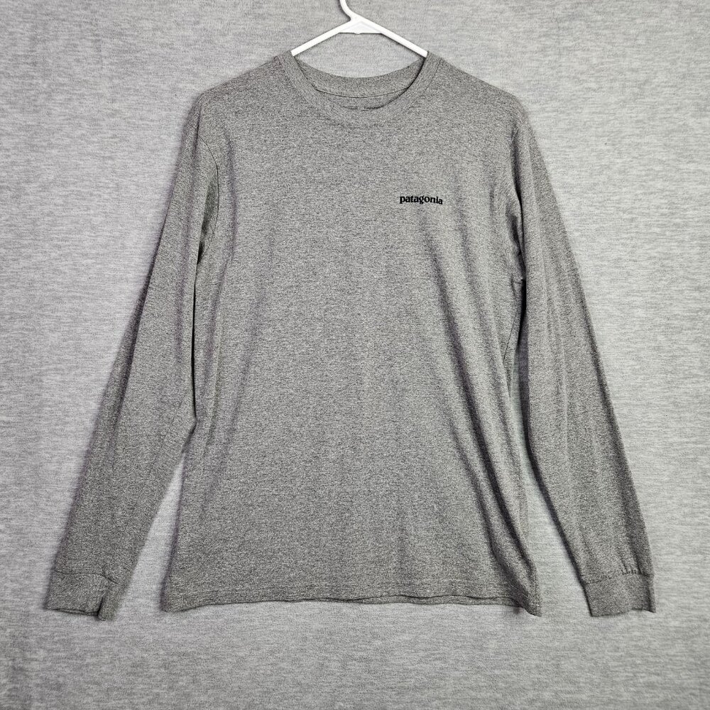 Patagonia Regular Fit Unisex Adult Long Sleeve Back Graphic T-shirt Grey Size S